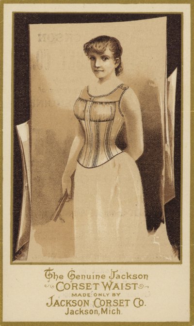 Fotografia seppia di signora con corsetto da American School