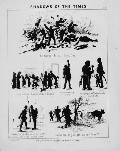 Ombre dei tempi, tavola 3, pubblicato da P. Kramer & C. Muringer, Filadelfia, c.1862 da American School