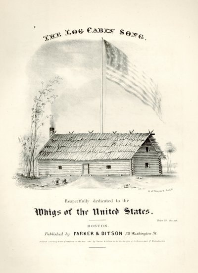 Copertina dello spartito per The Log Cabin Song..., pubblicato da Parker & Ditson, Boston, 1840 da American School
