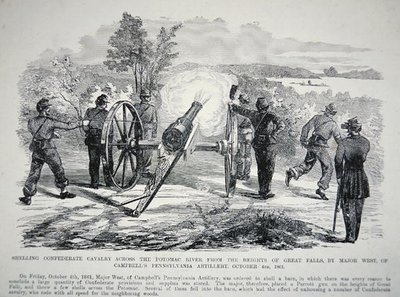Bombardamento della cavalleria confederata attraverso il fiume Potomac dalle alture di Great Falls, 4 ottobre 1861 da American School