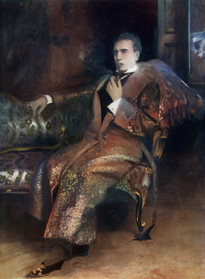 Sherlock Holmes, scena tratta da "Sherlock Holmes-A Drama in Four Acts" di William Gilette da American School