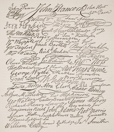 Firme alla Dichiarazione di Indipendenza, 1776, illustrazione da Cassells Illustrated History of England da American School