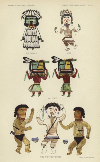 Sio Calako, Woe, Helilulu, Woe e Tcutckutu (litografia a colori) da American School
