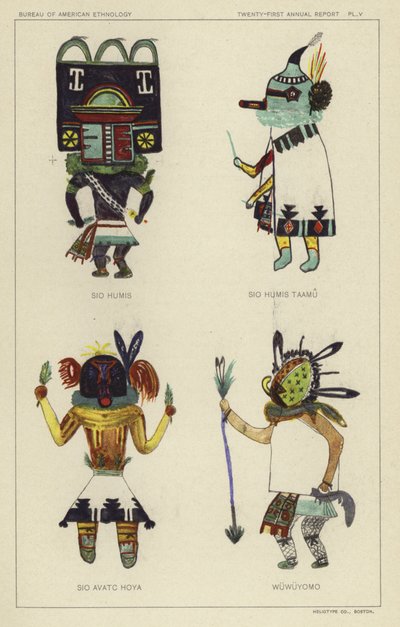 Sio Humis, Sio Humis Taamu, Sio Avatc Hoya, Wuwuyomo (litografia a colori) da American School
