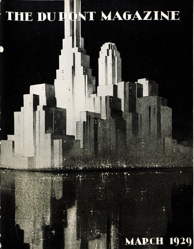 Grattacieli, copertina della rivista DuPont, marzo 1929 da American School