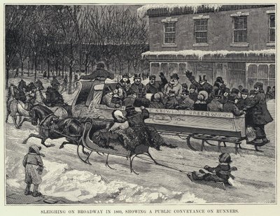 Slittata su Broadway nel 1860, mostrando un trasporto pubblico su pattini da American School