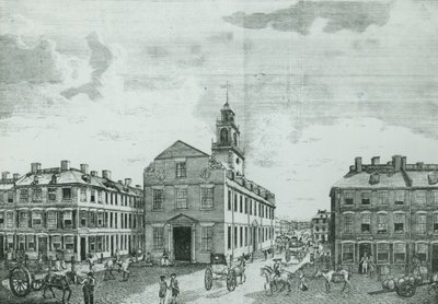 Vista sud-ovest della Old State House, Boston, 1881 da American School