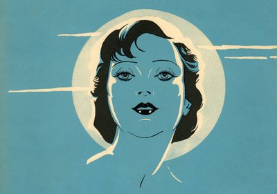 Donna sensuale davanti a una luna piena da American School