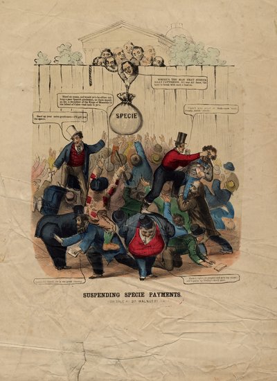 Sospensione dei pagamenti in specie, pubblicato a Filadelfia, c. 1857 da American School