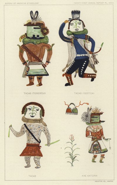 Tacab (Tenebidji), Tacas (Yebitcai), Tacab, Kae Katcina (litografia a colori) da American School