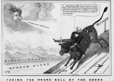 Prendere il toro sbagliato per le corna, pubblicato da John Childs, New York, c.1840 da American School