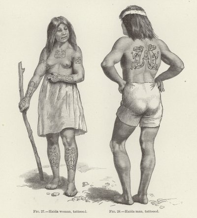 Donna e uomo Haida tatuati da American School