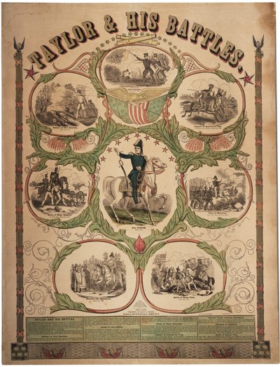 Taylor e le sue battaglie, stampato da Rufus Blanchard di Cincinnati e pubblicato da Ensign & Thayer, New York, 1847 da American School