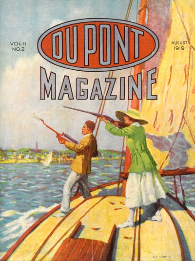 Il Torneo di Tiro al Piattello Grand American Handicap del 1919, copertina della rivista DuPont, agosto 1919 da American School