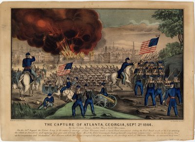 La cattura di Atlanta, Georgia, 2 settembre 1864, pub. da Currier & Ives, c.1864 da American School