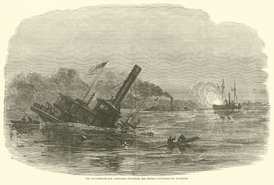 Il Ram Confederato Albemarle attacca le cannoniere federali al largo di Plymouth, ottobre 1864 da American School