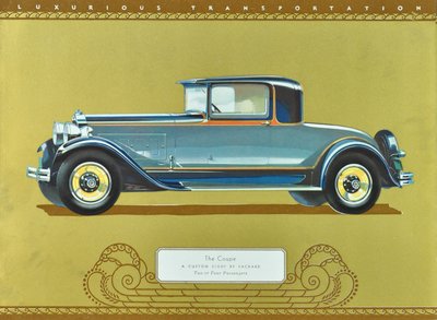 Il coupé, un otto personalizzato di Packard, ed. 1930 (litografia a colori) da American School