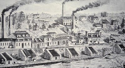 La fabbrica di polvere da sparo Du Pont, sul fiume Brandywine da American School