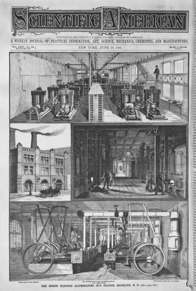 La Stazione della Edison Electric Illuminating Co, illustrazione da Scientific American, 1891 da American School