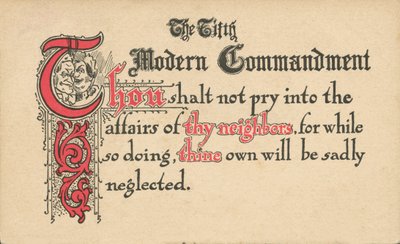 Il quinto comandamento moderno (litografia a colori) da American School