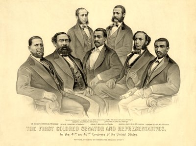 Il primo senatore e rappresentanti di colore - nel 41° e 42° Congresso degli Stati Uniti, pub.1872 (litografia) da American School