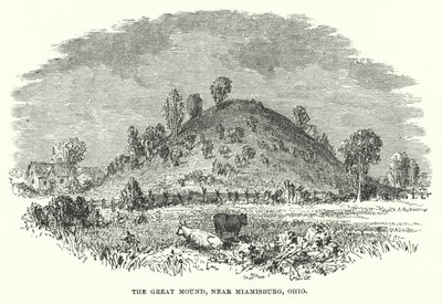 Il Grande Tumulo, vicino a Miamisburg, Ohio (incisione) da American School