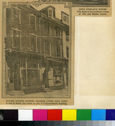 La casa dove Robert Morris visse e morì (stampa di giornale) da American School