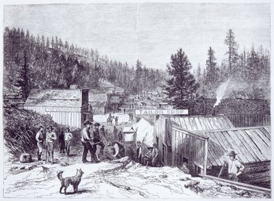 La guerra indiana, Deadwood City, Black Hills del Dakota, da una fotografia di S. J. Morrow da American School