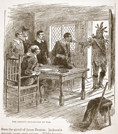 La Dichiarazione di Guerra degli Indiani, da un libro pub. 1896 da American School