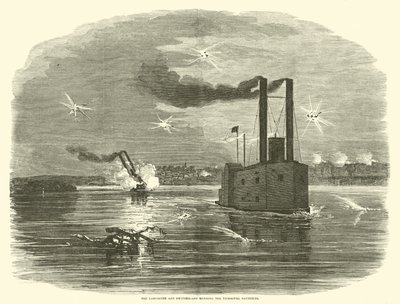 Il Lancaster e lo Switzerland attraversano le batterie di Vicksburg, marzo 1863 da American School