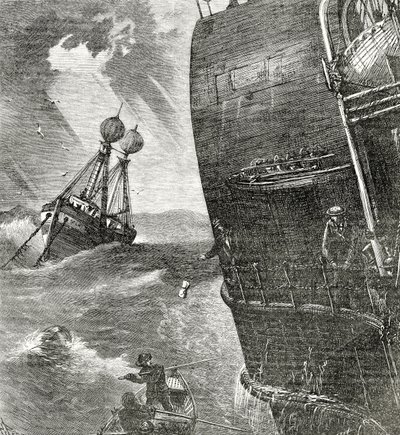 La nave faro e il piroscafo in arrivo, illustrazione di frontespizio da Appletons Journal, 4 maggio 1872 da American School