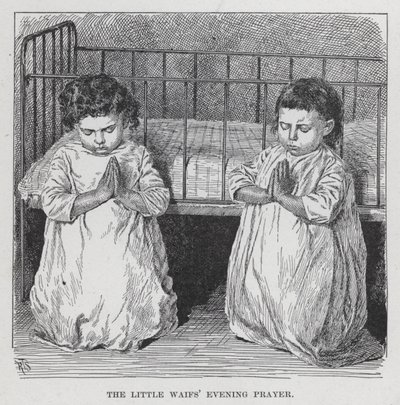 La preghiera serale dei piccoli orfani (litografia) da American School