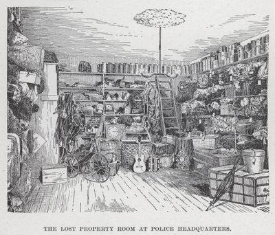 La stanza degli oggetti smarriti alla sede della polizia (litografia) da American School