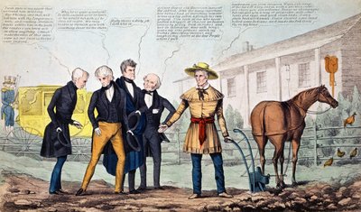 Il contadino di North Bend e i suoi visitatori, caricatura pubblicata da H.R. Robinson, c.1840-42 da American School