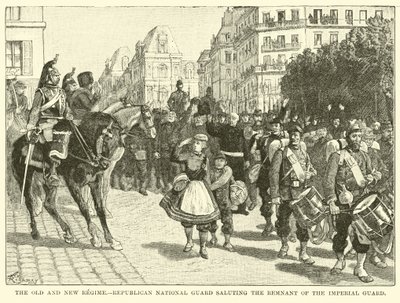 Il vecchio e il nuovo regime, la Guardia Nazionale Repubblicana saluta il residuo della Guardia Imperiale da American School