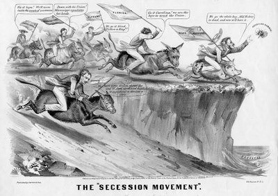 Il movimento di secessione, pubblicato da Currier & Ives, New York, 1861 da American School