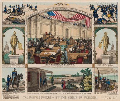 La catena spezzata - Dal genio della libertà, c.1860-1879 (litografia a colori) da American School