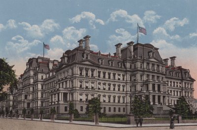 Edificio dello Stato, della Guerra e della Marina, Washington DC (litografia a colori) da American School