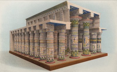 Il Tempio di Karnak, Egitto (litografia a colori) da American School