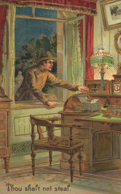 I dieci comandamenti: Non rubare (litografia a colori) da American School