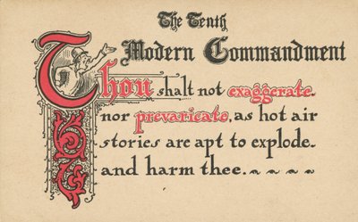 Il decimo comandamento moderno (litografia a colori) da American School
