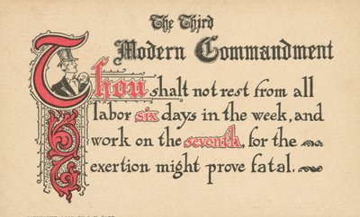 Il terzo comandamento moderno (litografia a colori) da American School