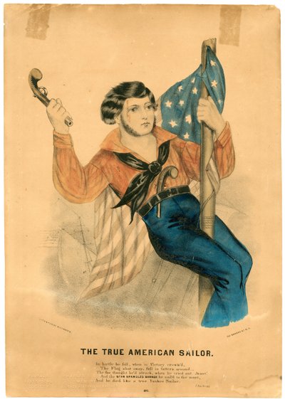 Il vero marinaio americano, c.1838-56 (litografia a colori) da American School