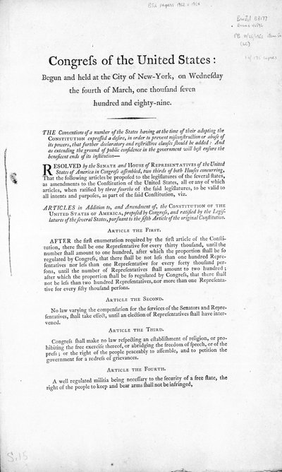 La Carta dei Diritti degli Stati Uniti, completata nel 1789 da American School