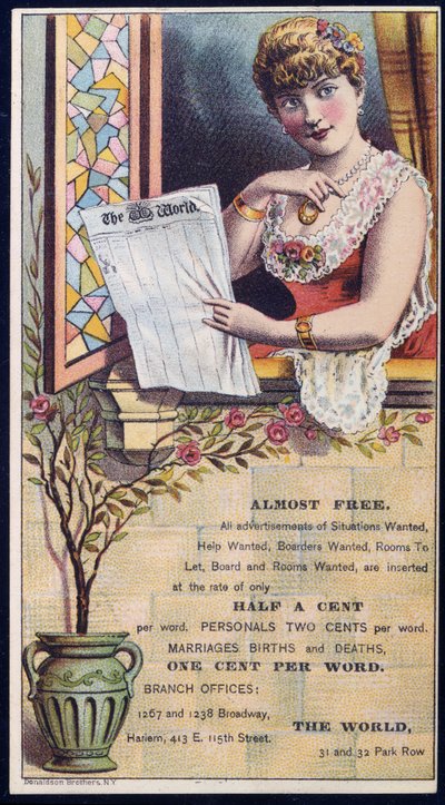 The World - annuncio per la pubblicazione di annunci sui giornali da American School