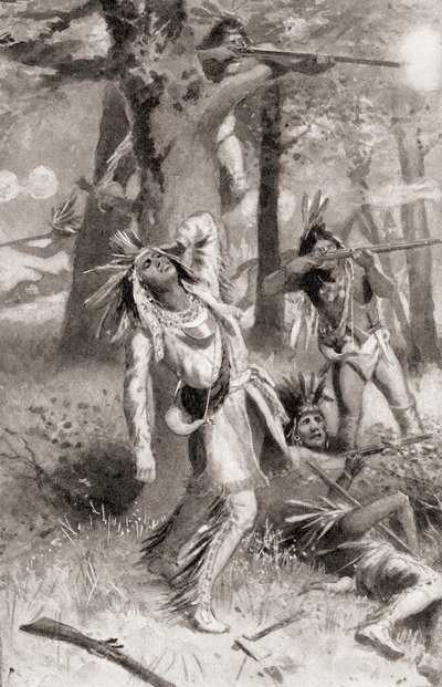 La morte di Tecumseh durante la Battaglia del Tamigi, 5 ottobre da American School