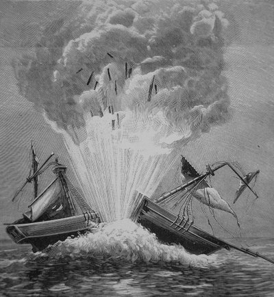 Il primo siluro, inventato da Robert Fulton, fa esplodere la brigata danese 