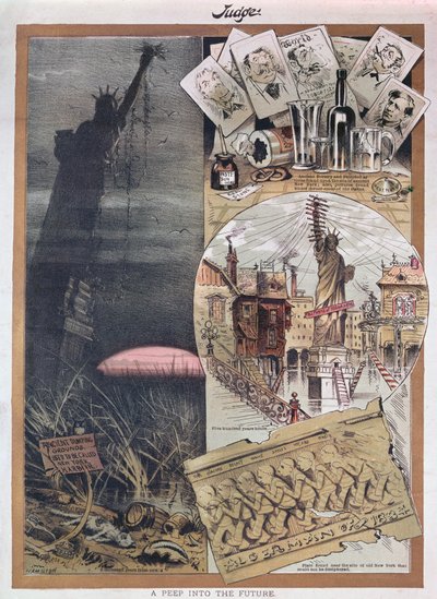 Il futuro della Statua della Libertà, caricatura da Judge magazine intorno al periodo della sua costruzione nel 1886 da American School