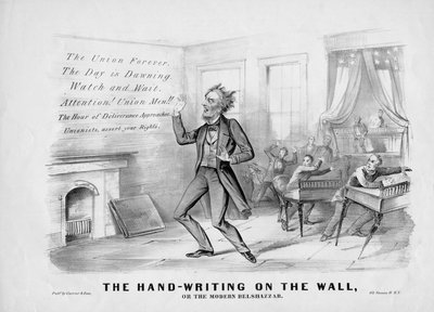 La scrittura sul muro, o, Il moderno Baldassarre, pubblicato da Currier & Ives, New York, c.1864 da American School