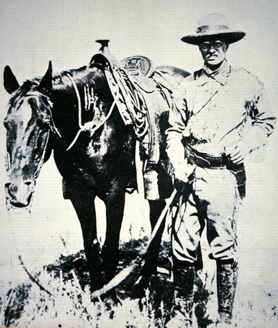 Theodore Roosevelt con il suo cavallo, c.1885 da American School